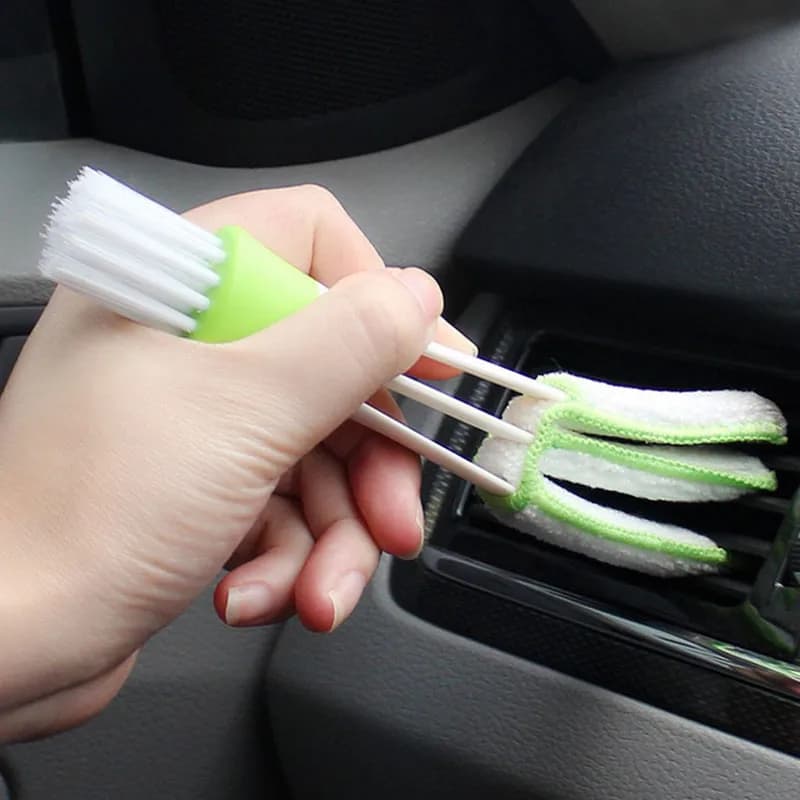Set di 3 Spazzole Multiuso 2 in 1 per Pulizia Bocchette Aria Condizionata Auto, Accessori Interni per Auto