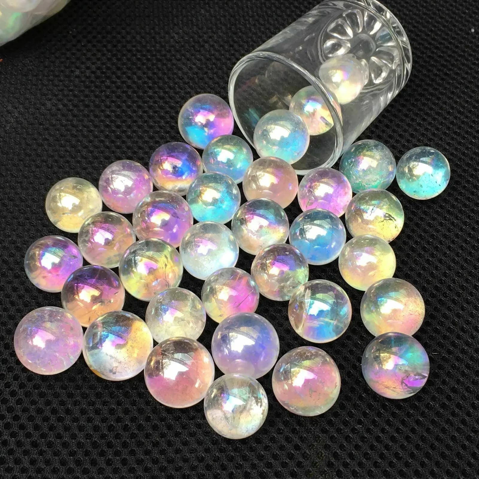 Bellissimo arcobaleno Aura sfera di cristallo sfera angelo Aura quarzo di titanio cristallo naturale guarigione decorazione della casa