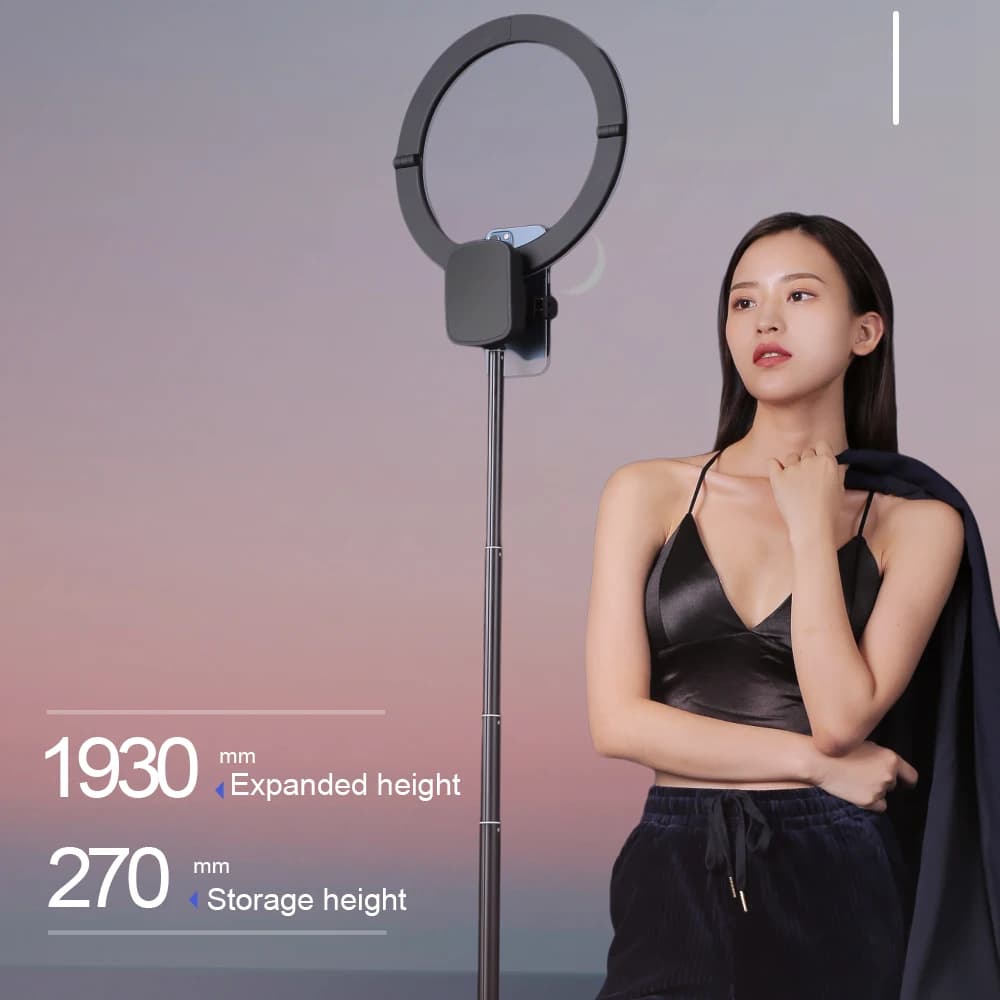 Luce di bellezza dal vivo all'aperto, luce ad anello per treppiede per Selfie portatile, luce per fotografia con supporto per telefono monopezzo, per la trasmissione in diretta al coperto