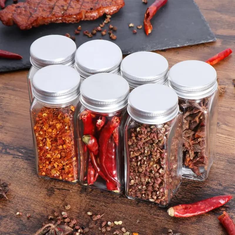 Barattoli di spezie in vetro con coperchi in metallo Sale Pepe Shaker Contenitori per condimenti per spezie Organizzatore di spezie Set di barattoli di spezie da cucina 120ML