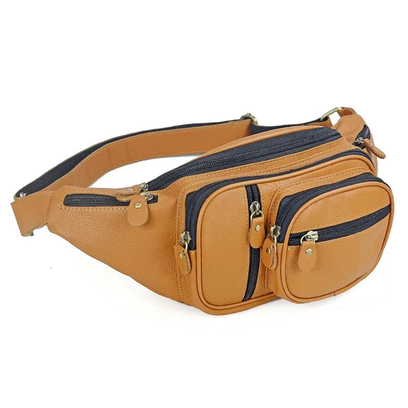 Marsupio da uomo in vera pelle marsupio da uomo Casual da viaggio per moto borsa a tracolla da uomo in pelle di vacchetta marsupio