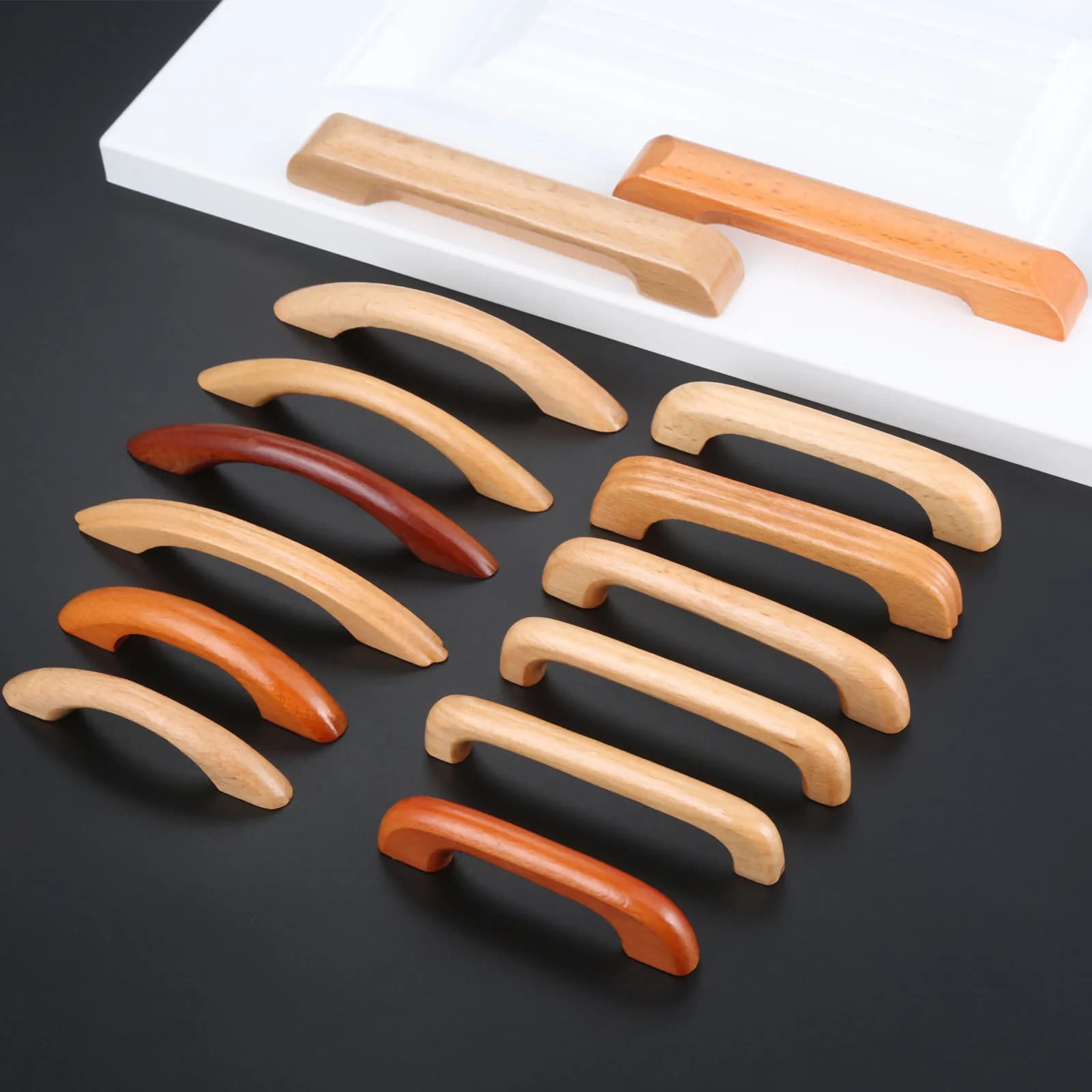 1Pc Manopola e maniglia per armadio in legno massello Maniglia per porta cassetto Maniglia in legno 64-128MM Maniglia per mobili per armadio da cucina