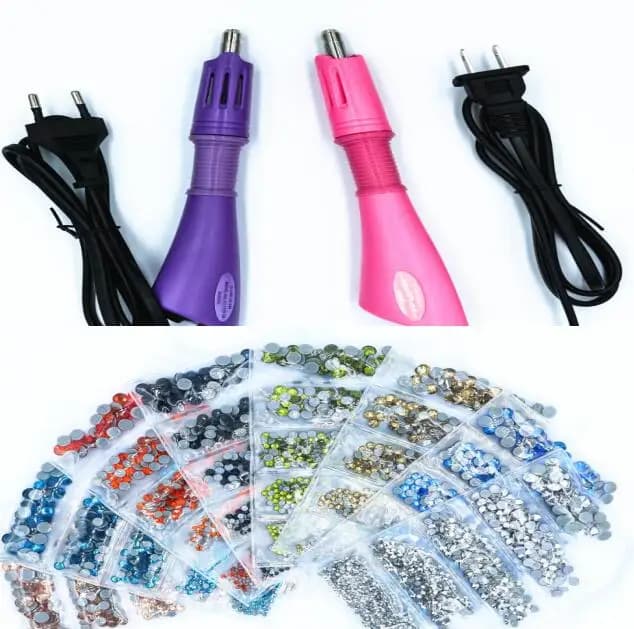 EU / US Fast Heated Hot Fix applicatore di strass bacchetta termoadesiva pistola per attrezzi termoadesivi dimensioni miste strass Hot fix decorazione in vetro