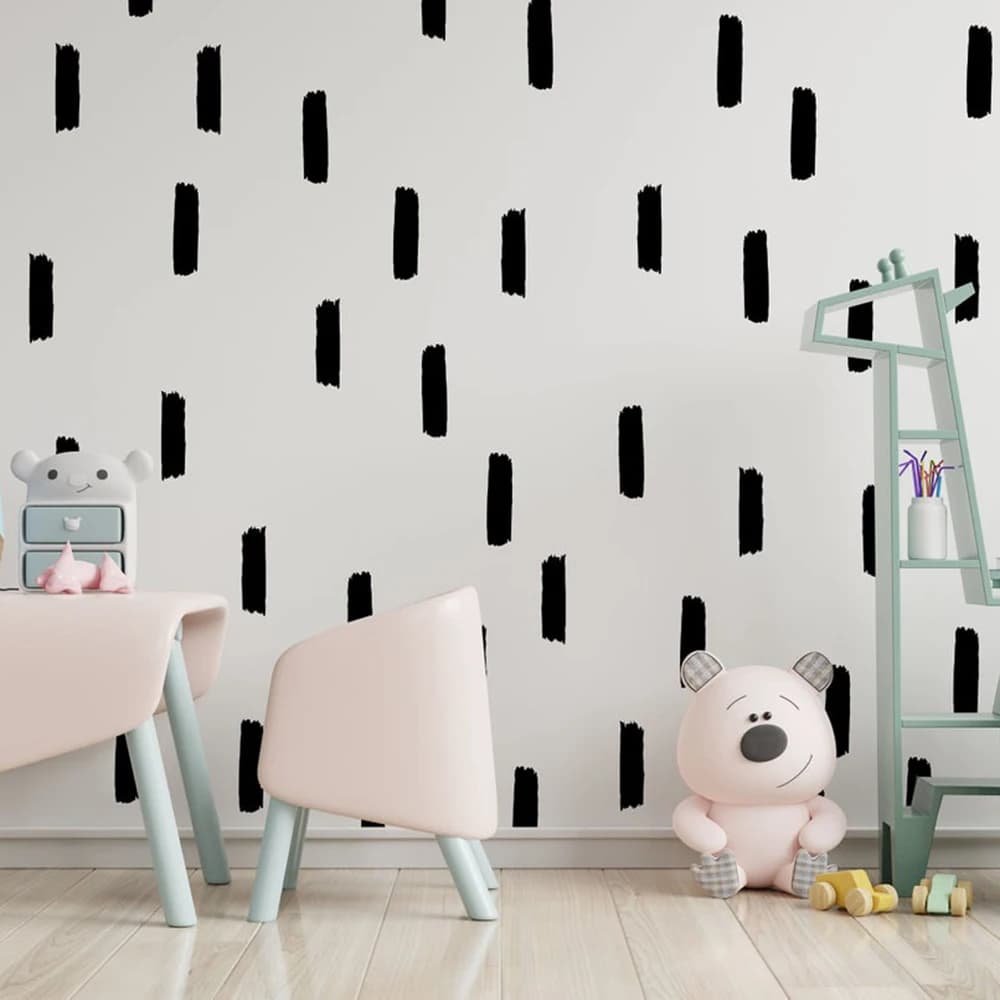 60Pcs pennello disegnato a mano tempi adesivo da parete a pois decalcomania camera dei bambini linee disegnate a mano vinile camera da letto vinile decorazioni per la casa