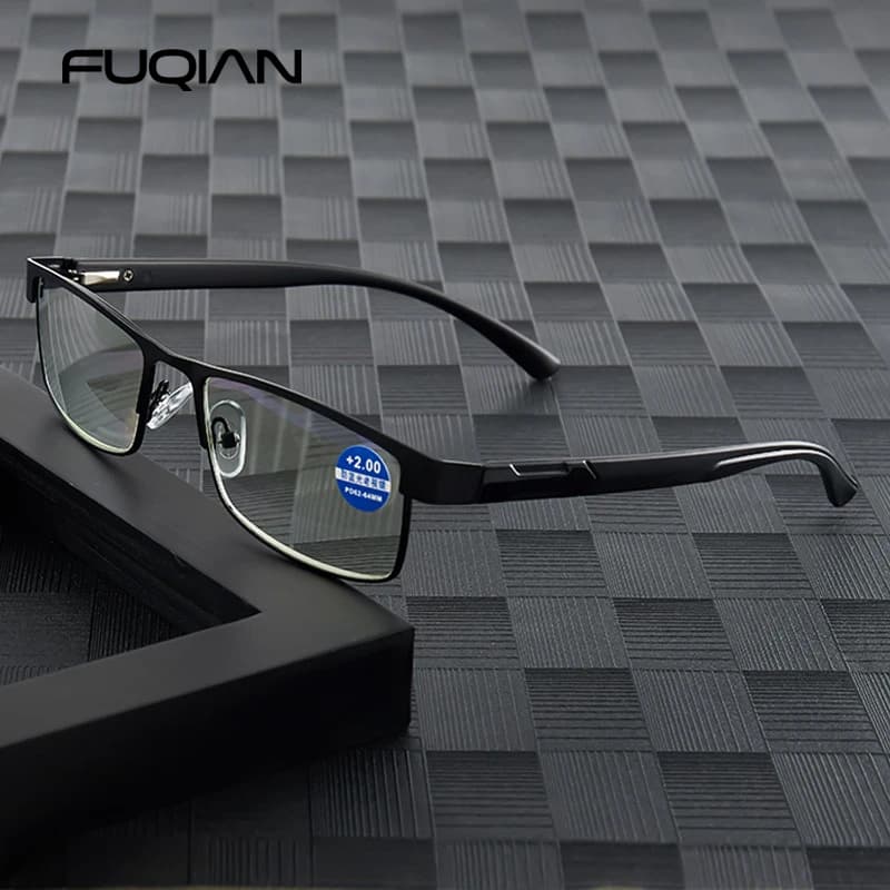 Stainless Steel Reading Glasses Men Business Presbyopic Glasses Male Anti Blue Light Eyeglasses +1.0 1.5 2.0 2.5 3 3.5 4.0