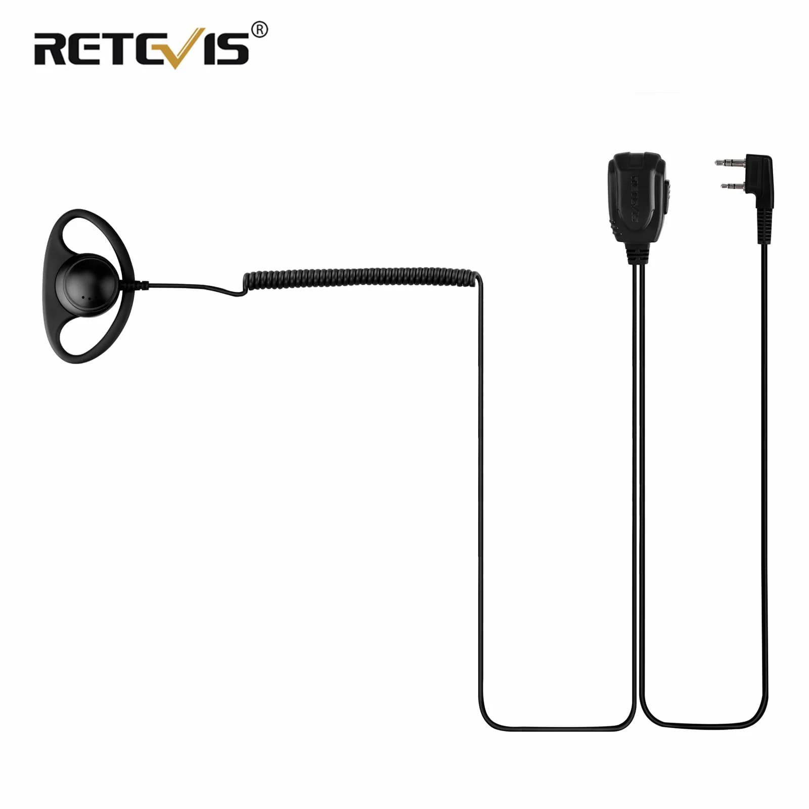 Retevis EEK015 Walkie Talkie Auricolare Design a bobina a forma di D Radio bidirezionale Auricolare PTT Mic per Baofeng UV5R BF888S Quansheng TYT