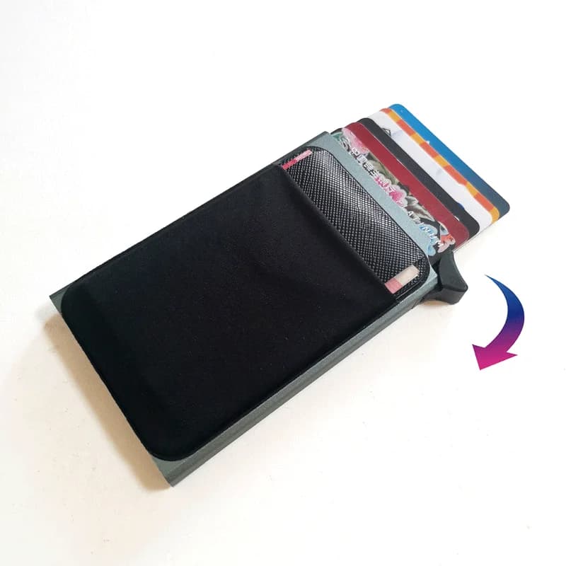 Nuovo portafoglio automatico intelligente in metallo Mini creativo per uomo donna porta carte di credito in alluminio porta carte di credito Pop-up RFID con custodia
