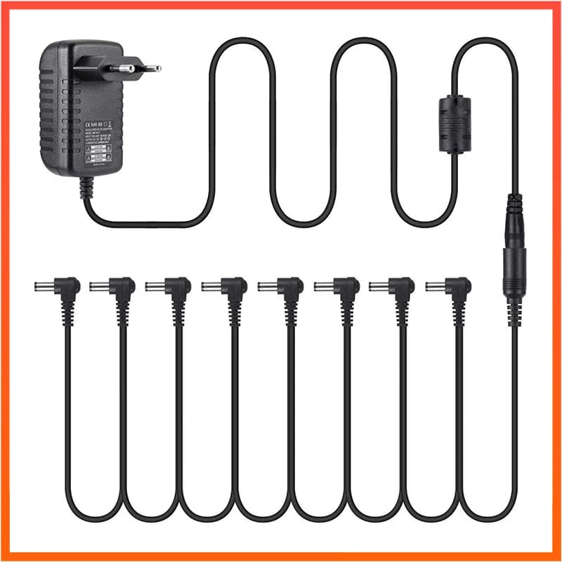 Power Supply Effect Pedal with 8-Way Cable EU plug 9V 1A AC / DC Power Adapter for Pedals with Electric Guitar Effects