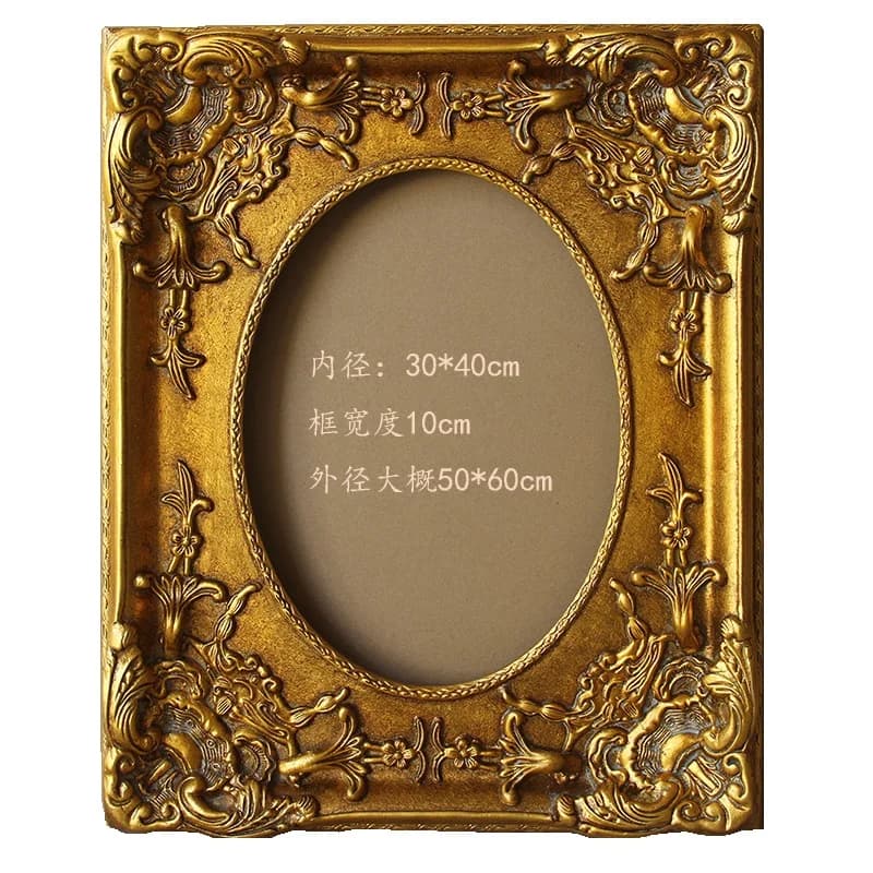 Cornice europea in legno massello Cornice rotonda ovale in legno massello Oro invecchiato Larghezza 9,5 cm Spessore 4,2 cm