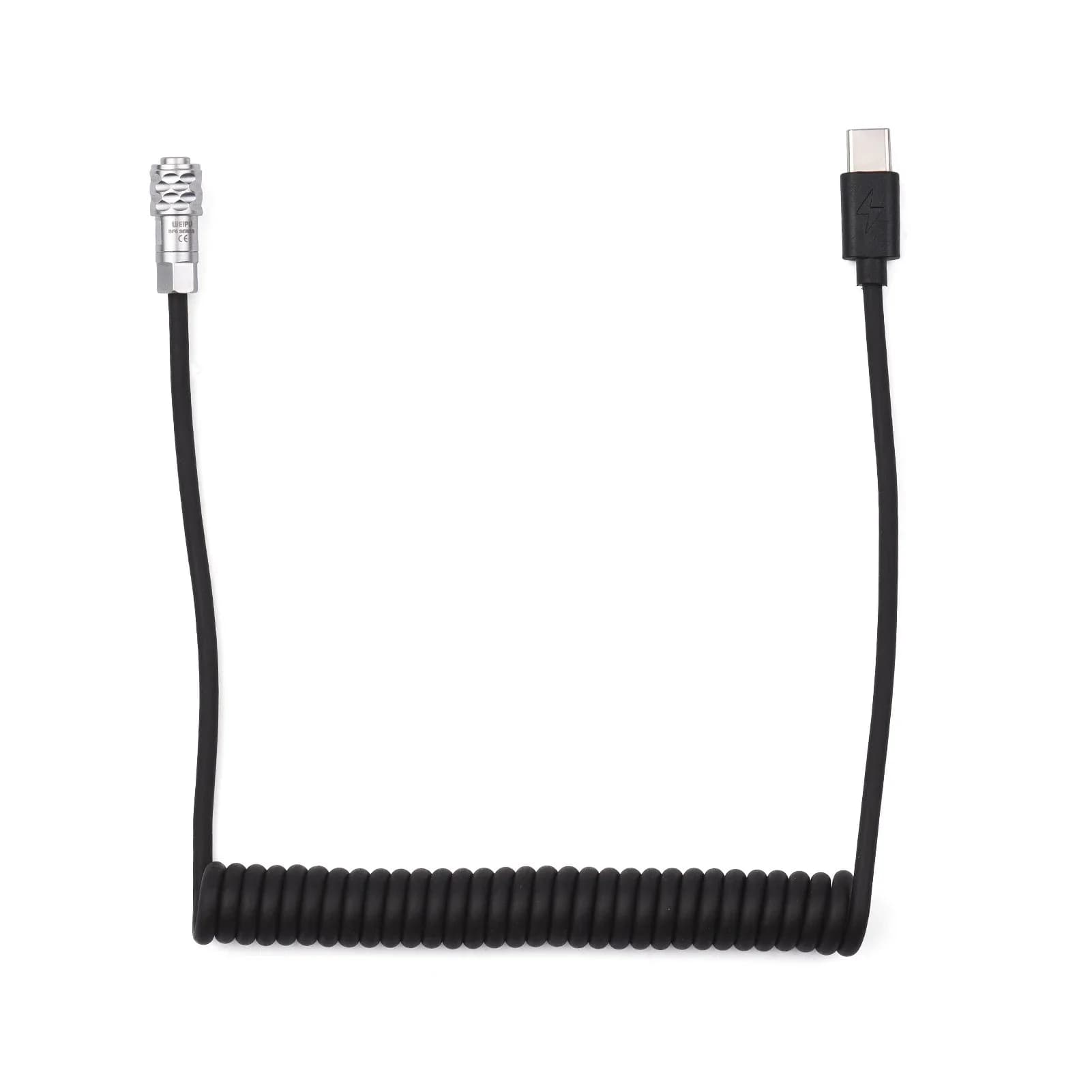 Nuovo PD 12V 3A USB Tipo C a 2 Pin Cavo di prolunga a molla a spirale Cavo di alimentazione per Blackmagic Pocket Cinema BMPCC 4K 6K Pro Camera