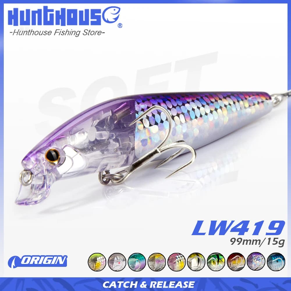 Hunthouse Minnow Trout Wobblers Esche Artificiali Galleggianti da Pesca 90mm 15g Minnows Hard Lures lw419 Attrezzatura da Pesca Acqua Salata