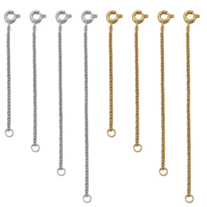 Catene estese in acciaio inossidabile da 4-8 pezzi per catena di estensione della collana per la creazione di gioielli, risultati di forniture con chiusure a moschettone