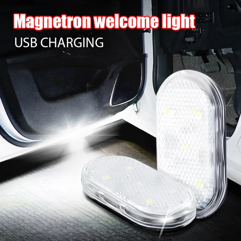 Car Led Welcome Light Magnetic Control USB Charging Auto Open Door Safe Anti-collision Signal Lamp