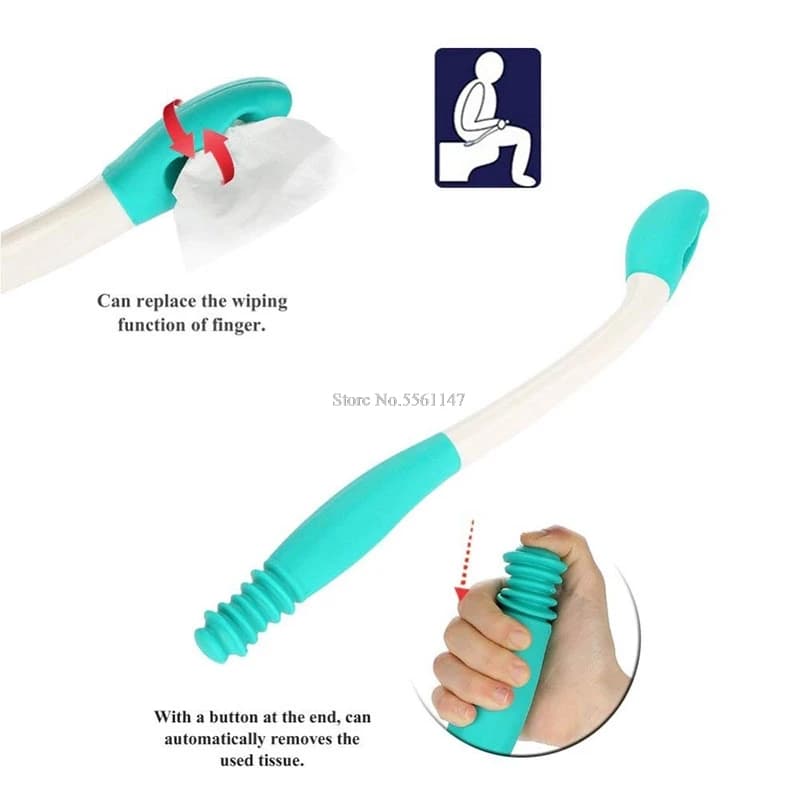 Ausili per WC autoassisti - Maniglia lunga Raggiungi Comfort Supporto per tergicristallo inferiore Impugnatura per tessuto di carta igienica Aiutante per autopulente