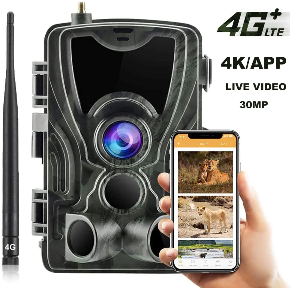Telecamera da Caccia 4G con Servizio Cloud Gratuito, Trasmissione Live 4K, Telecamere Cellulari Wireless per Sorveglianza Fauna Selvatica HC801PRO 120MP