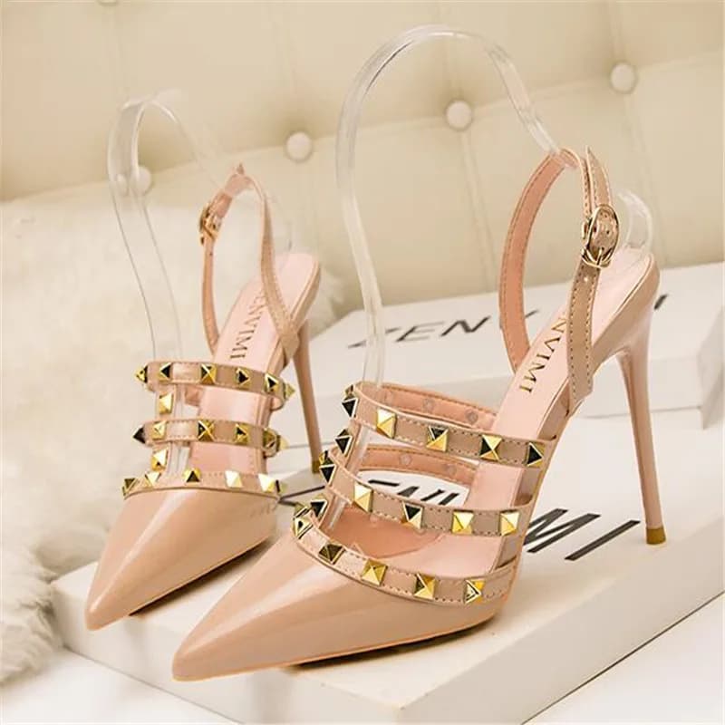 Nuovi Sandali Donna 2026 con Tacco a Spillo 10CM, Sexy, a Punta, Stile Romano, con Rivetti Sottili, Scarpe da Discoteca con Tallone Aperto