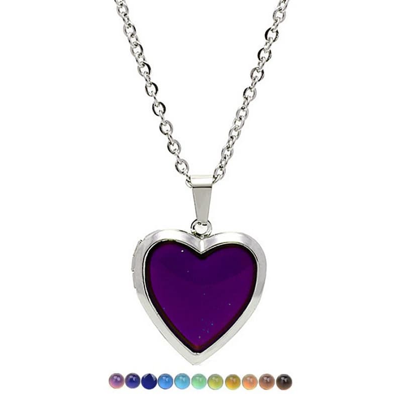 Pendente del medaglione della cornice della foto della famiglia a forma di cuore magico cambiante variopinto dell'umore per il regalo romantico dei gioielli di modo della collana