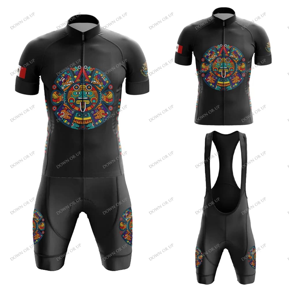 Maglia da ciclismo Messico Set da uomo manica corta abbigliamento da ciclismo tuta pantaloncini con bretelle gel traspirante pad MTB Maillot Ciclismo Hombre