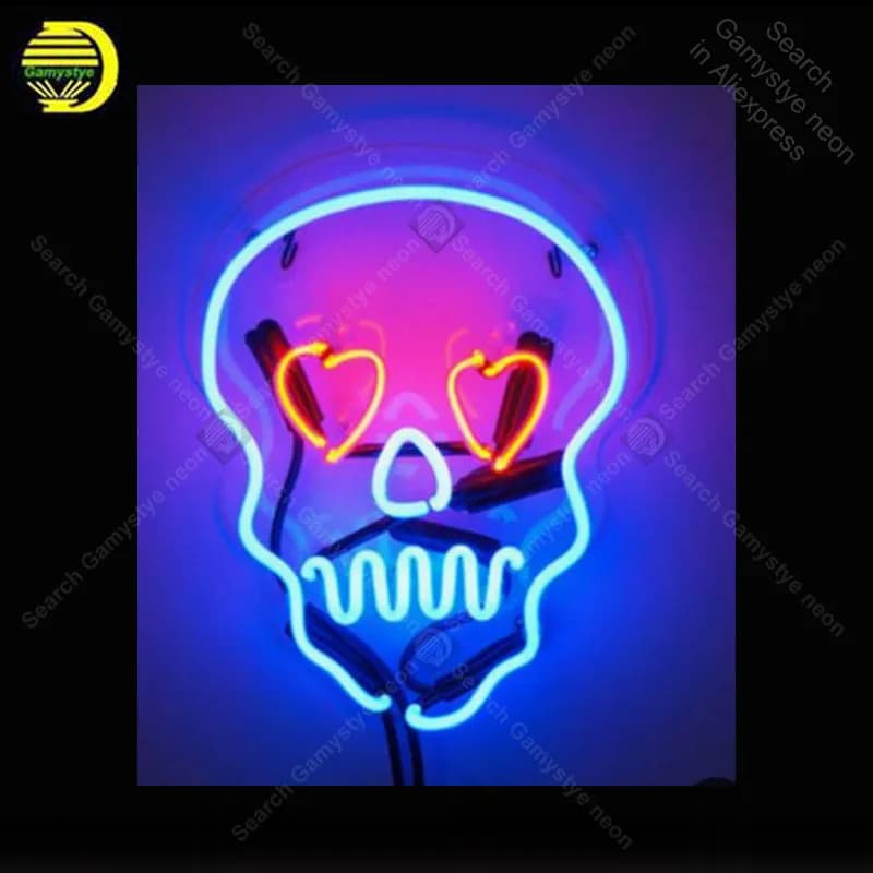 Insegna al neon Per il nuovo teschio Love Pub VERA VETRO BEER BAR PUB negozio display Insegne luminose per esterni artigianali pubblicizzano insegne al neon vintage