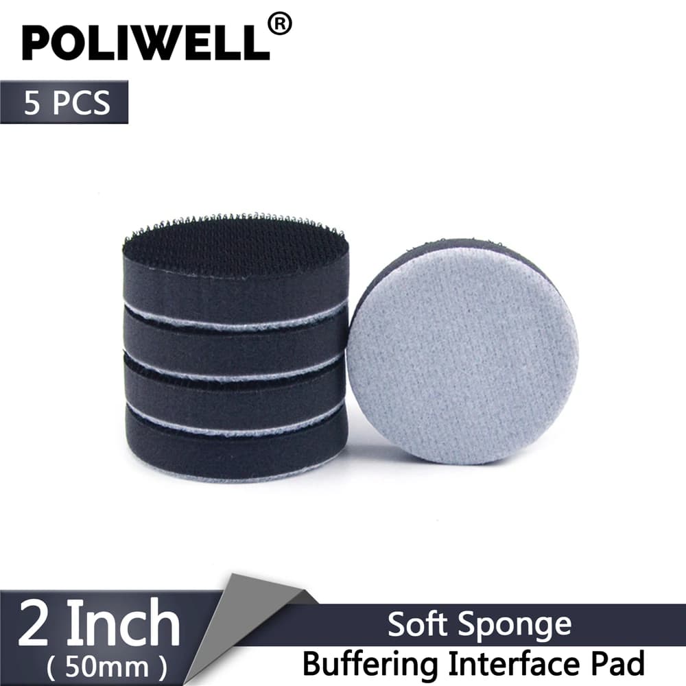 POLIWELL 5PCS 2 ''50mm Sponge Soft Buffering Interface Plate for Hook & Loop Smerging Disco Pad Abrasive Protection Pad Backing Pad