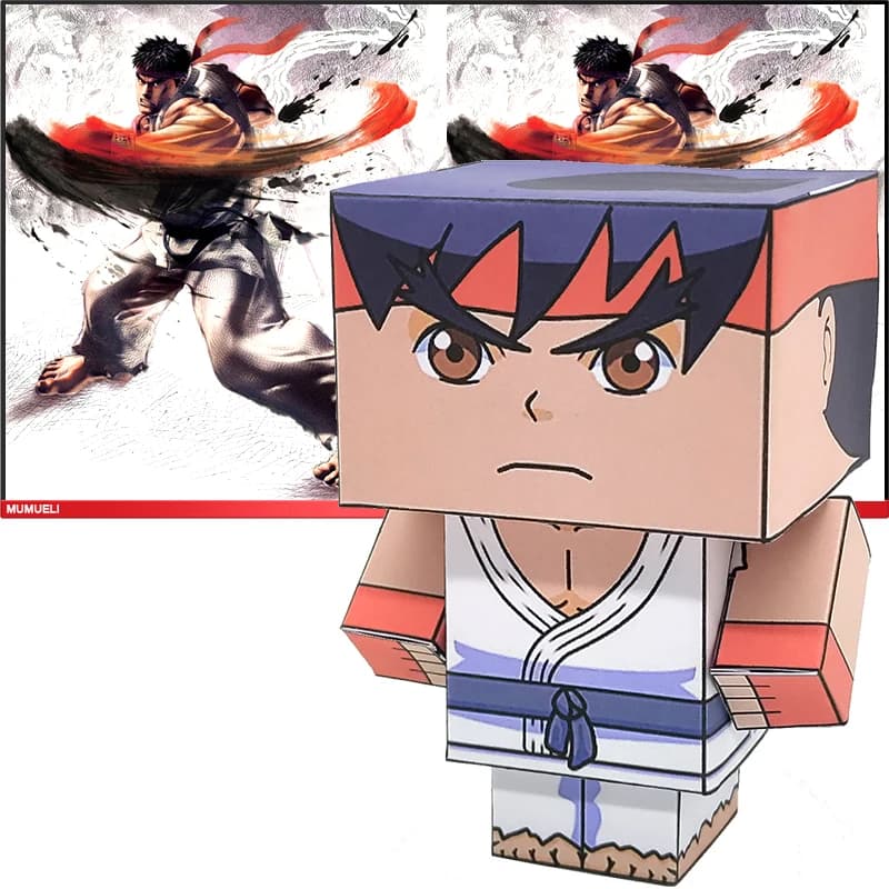 No-glue RYU Origami Handmade Mini Cute 3D Paper Model Papercraft Anime Game Figure DIY Cube Kids Adult Craft Toys CS-038