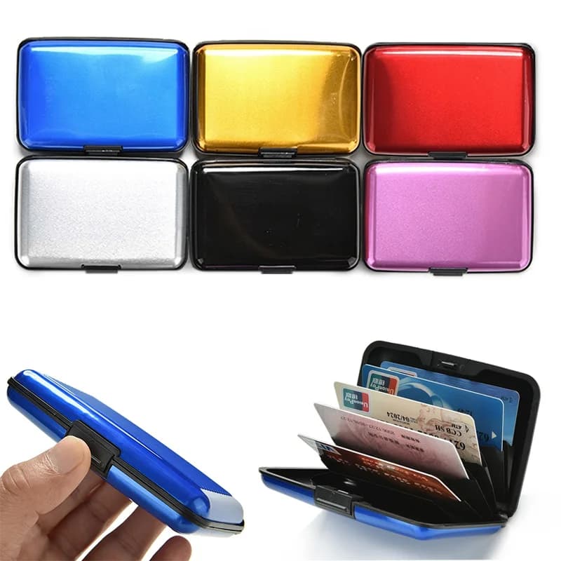Porta carte di credito in metallo in alluminio che blocca la custodia rigida porta carte di credito Anti-scansione RFID proteggi il supporto Carteira Feminina Masculina