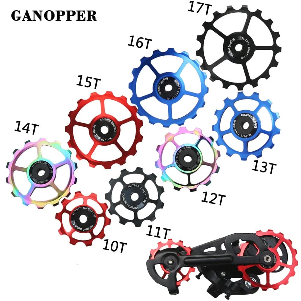 MTB Deragliatore Posteriore Della Bicicletta Jockey Ruota 10T-17T Cuscinetto In Ceramica Puleggia AL7075 CNC Bici Da Strada Rullo Guida Tenditore 4mm 5mm 6mm