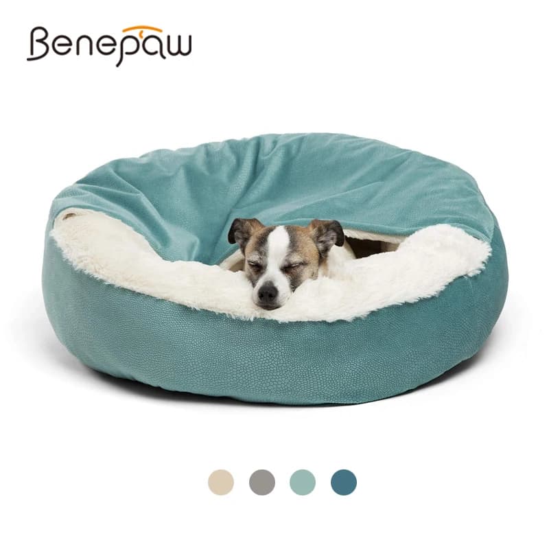 Lettino per cani ortopedico Benepaw con coperta con cappuccio inverno caldo impermeabile resistente allo sporco Cat Puppy House Cuddler lavabile in lavatrice