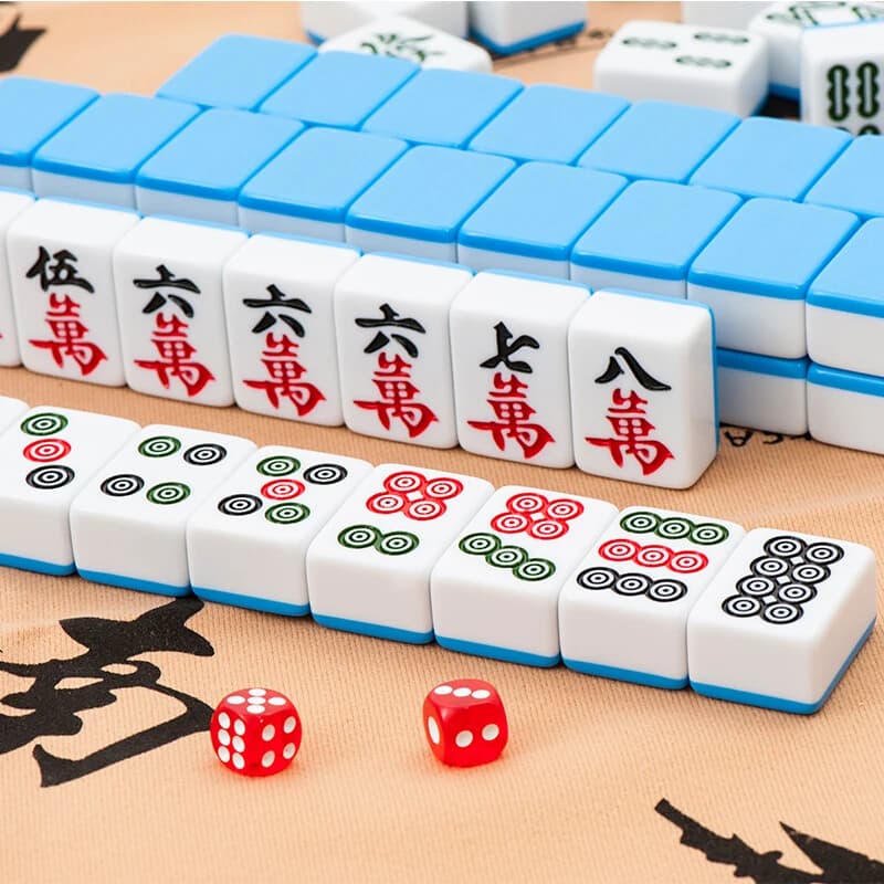 Famiglia #42 dimensioni melamina Mahjong con tovaglia dadi manualmente Mahjong Set Majiang Cards
