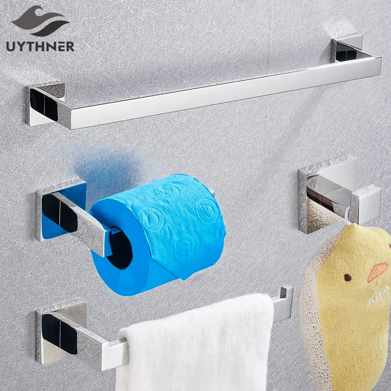 Hardware per il bagno gancio per accappatoio cromato portasciugamani portasciugamani scaffale per Bar supporto per carta velina portaspazzolino accessori per il bagno