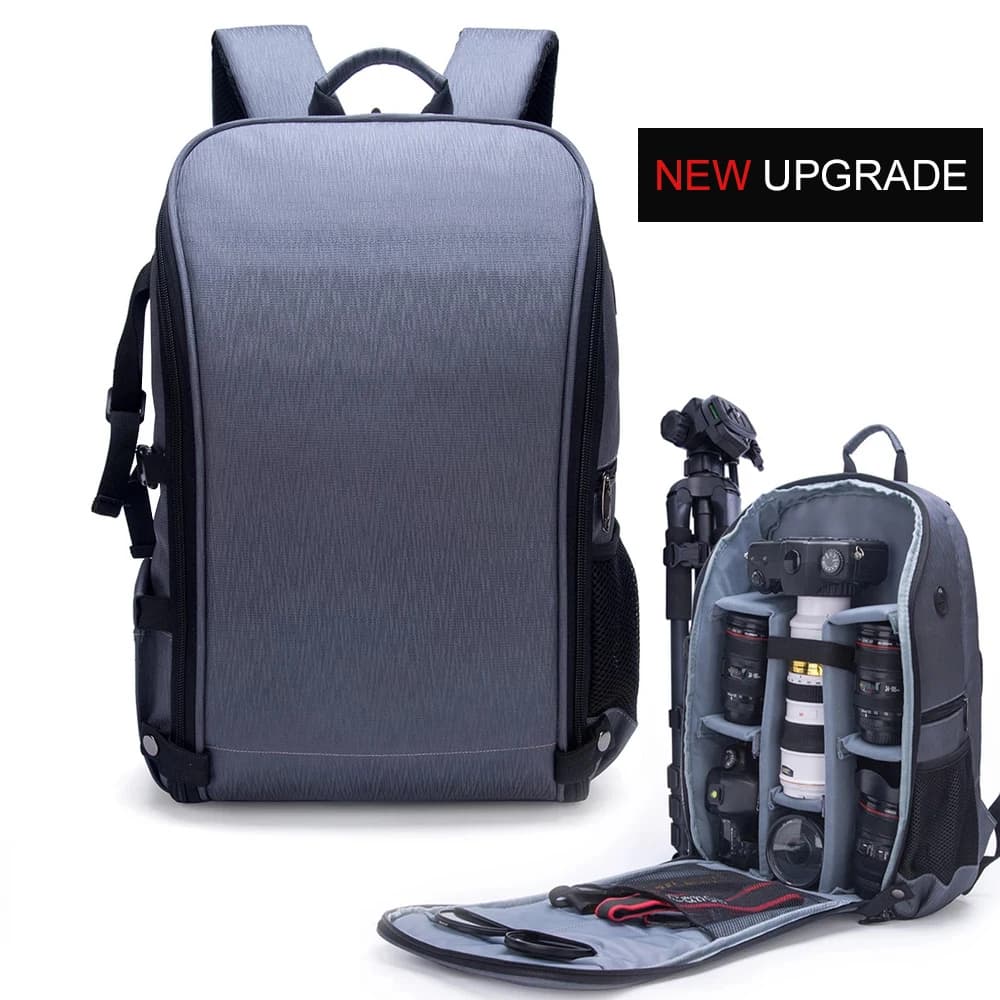 Foto Spalle Zaino In Nylon Impermeabile Case fit 15.6 "Borsa Del Computer Portatile w Porta USB per Canon Nikon Sony SLR Fotografia lente Treppiede
