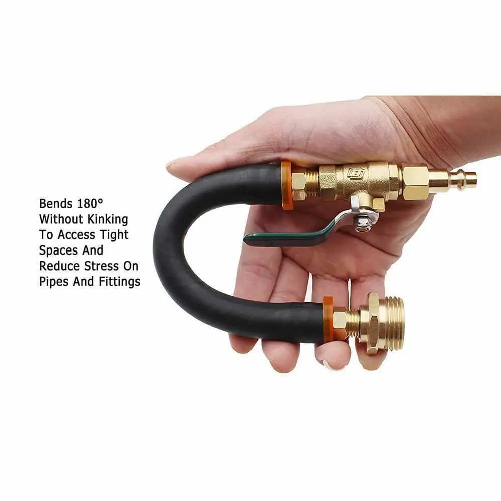 RV Winterizing Blow Out Adapter con valvola di intercettazione 3/4 "-11 NH Thread e 1/4" Quick-connect per Camper barca Camper rimorchio da viaggio