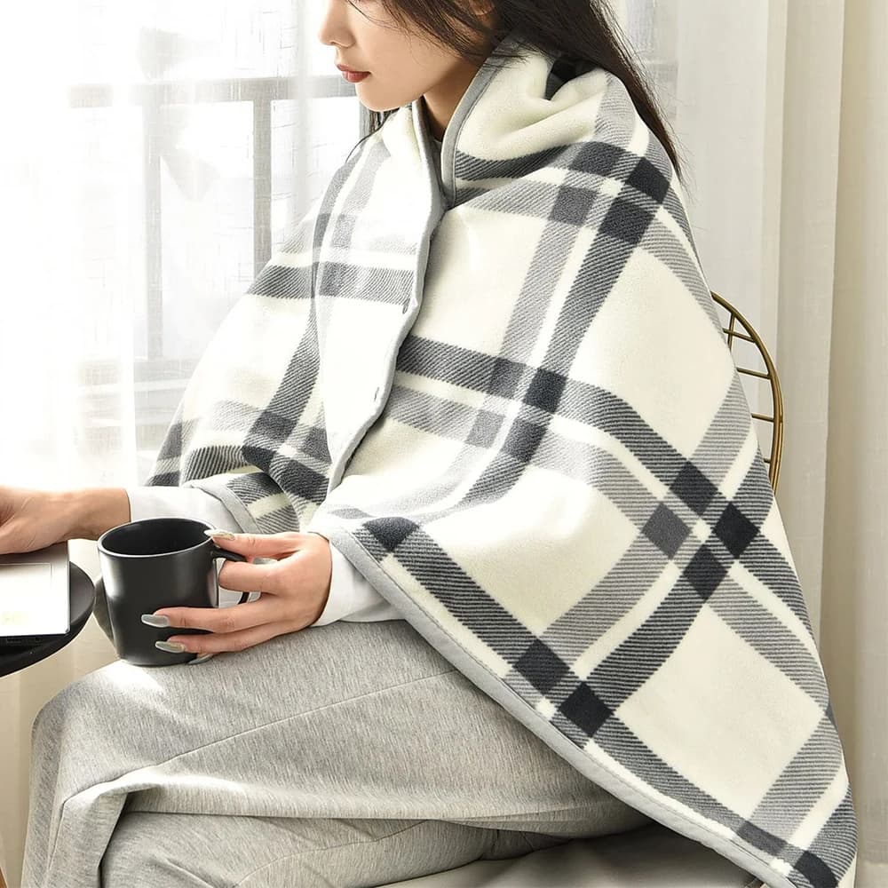 Coperta in pile scozzese indossabile coperta in poliestere con bottone Winte caldo gettare s sul divano letto viaggio addensare Plaid camera da letto gettare Bl
