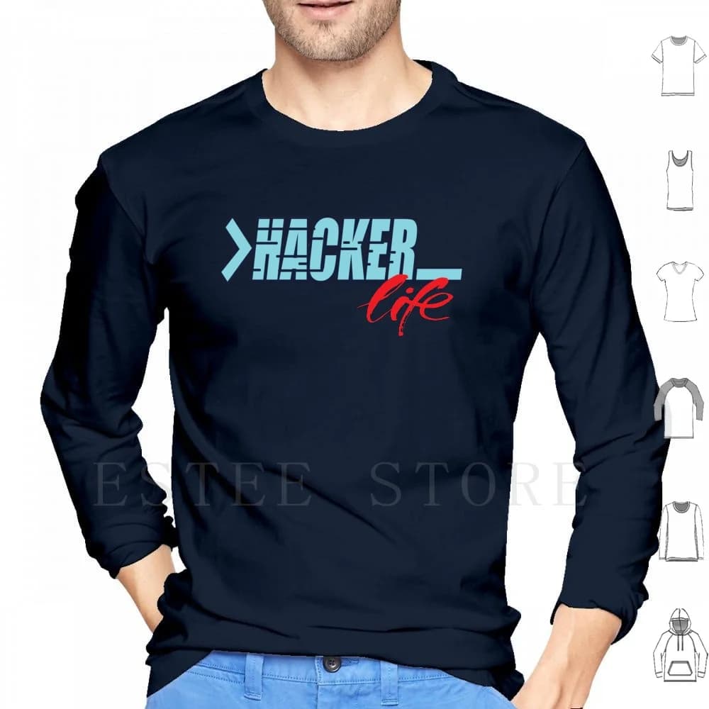 Hacker Life Vita criminale Felpe con cappuccio Manica lunga Hacker Hacker Cyberspace Hacker Sicurezza Hacker Laptop Hacker Hacker