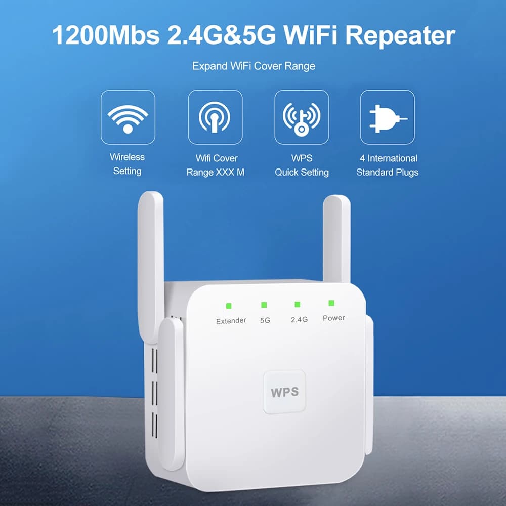 Estensore WiFi 5Ghz 300M Amplificatore WIFI wireless a lungo raggio Adattatore AC1200 Amplificatore Wi-Fi 1200Mbps Ripetitore di segnale Wi-Fi 802.11N