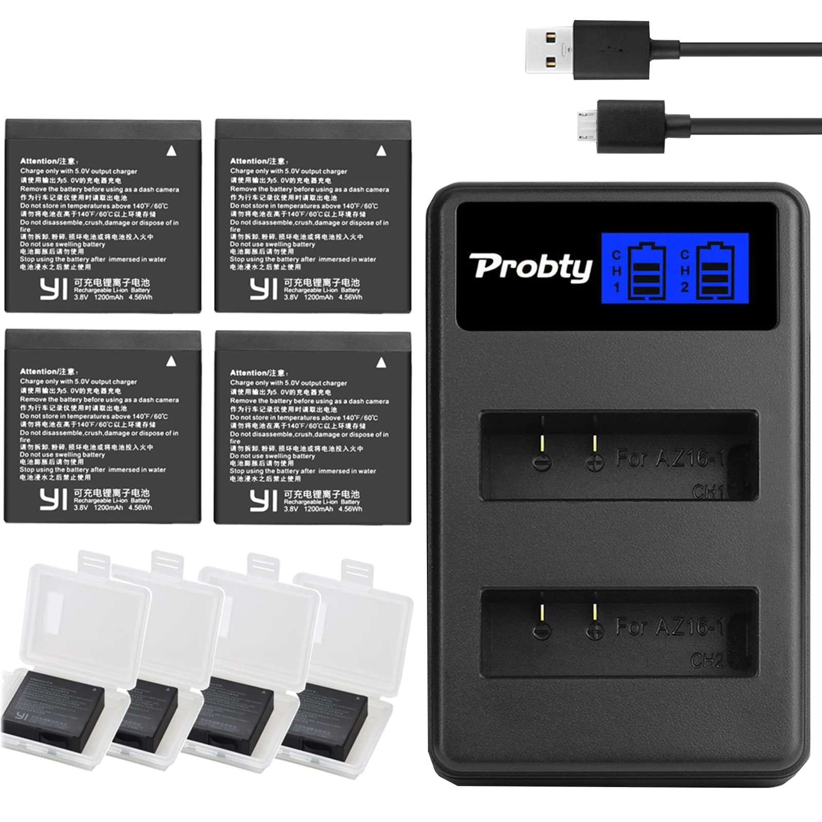 For original Xiaomi YI lite 2 4K 4k + LCD USB 2slot charger for Xiao yi 4k Action Camera battery