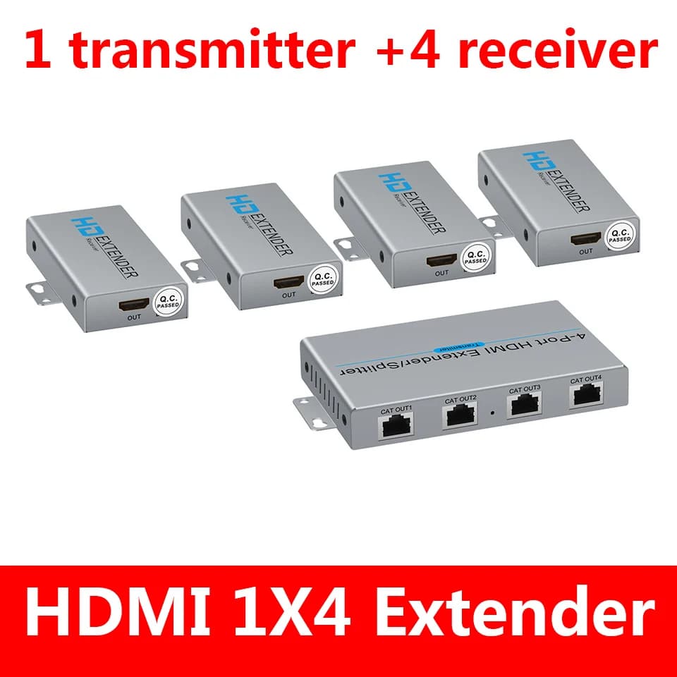 Nuovo Splitter Extender HDMI fino a 60M/200 piedi, 1x4 Loop-out su RJ45 CAT5e CAT6 ,POE con una sola alimentazione
