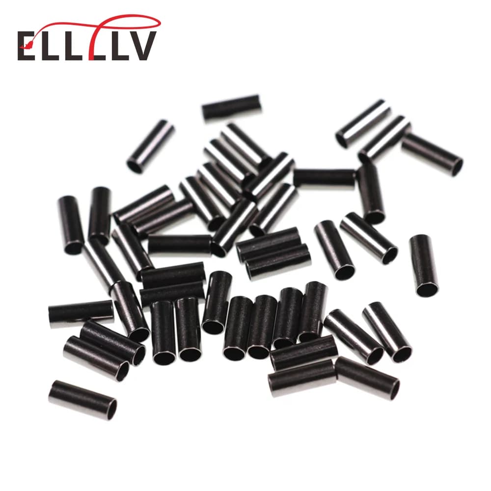 100pcs Black Single Barrel Copper Sleeves Fishing Line Fix Crimps Mono and Wire Leader Saltwater Fishing Rigging Accessories