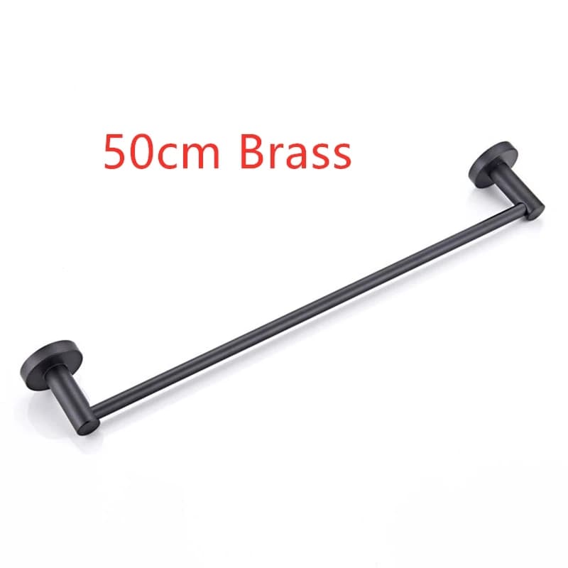 Portasciugamani da bagno nero opaco portasciugamani a parete portasciugamani in ottone mensola portaoggetti 50cm accessori da bagno
