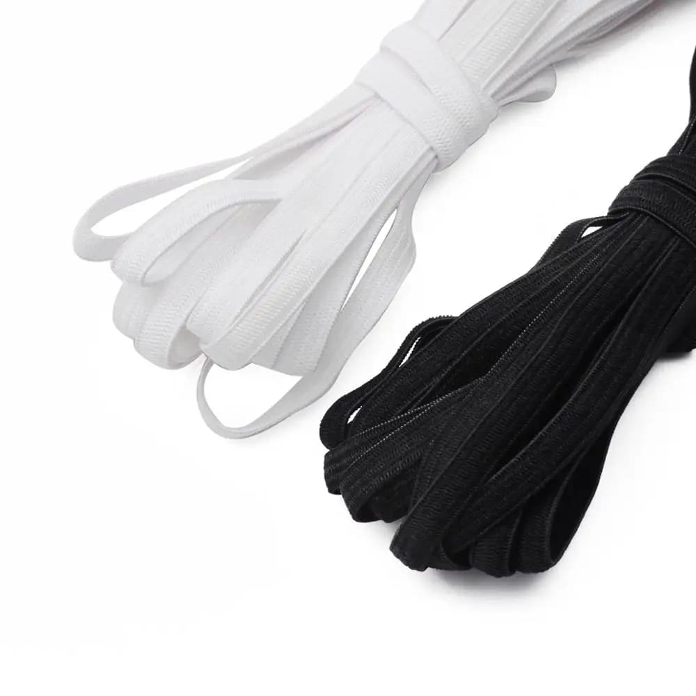 5yards(about 4.5m)* Woven Flat Knitted Craft Sewing Elastic Thread Cord Elastic Band Sewing Stretch Rope White Black Color