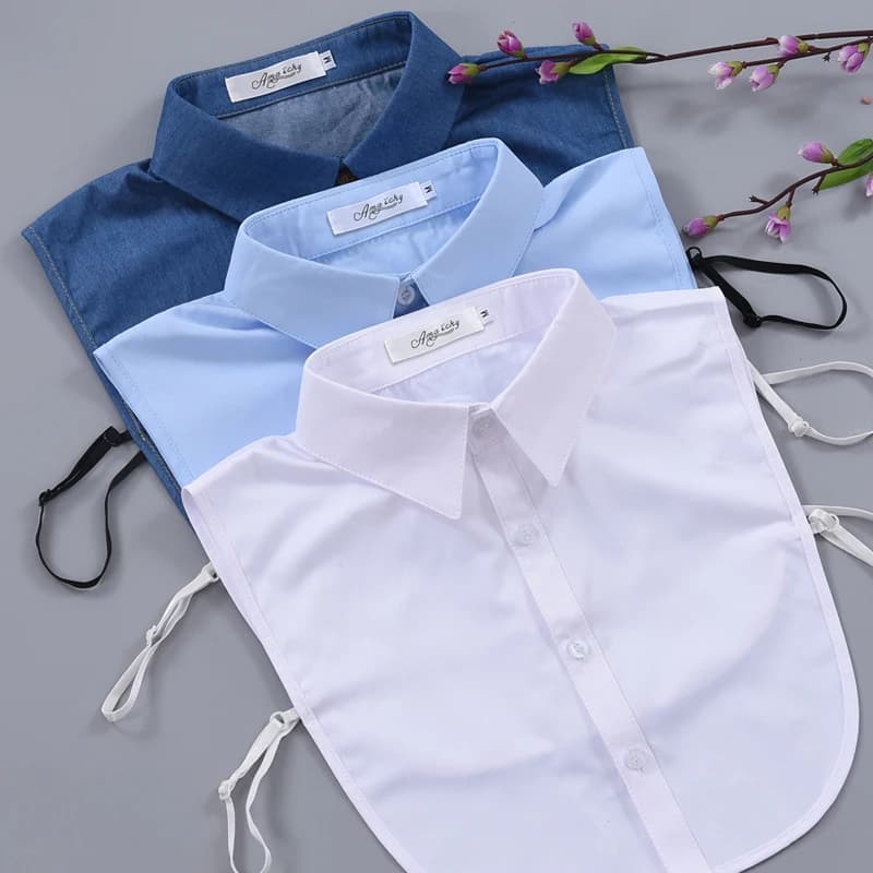Camicia da uomo in denim con colletto finto Camicia con colletto falso falso da uomo Nero Blu Maschio Kragen Camicie con colletto staccabile bianco Nep Kraag Cravatte
