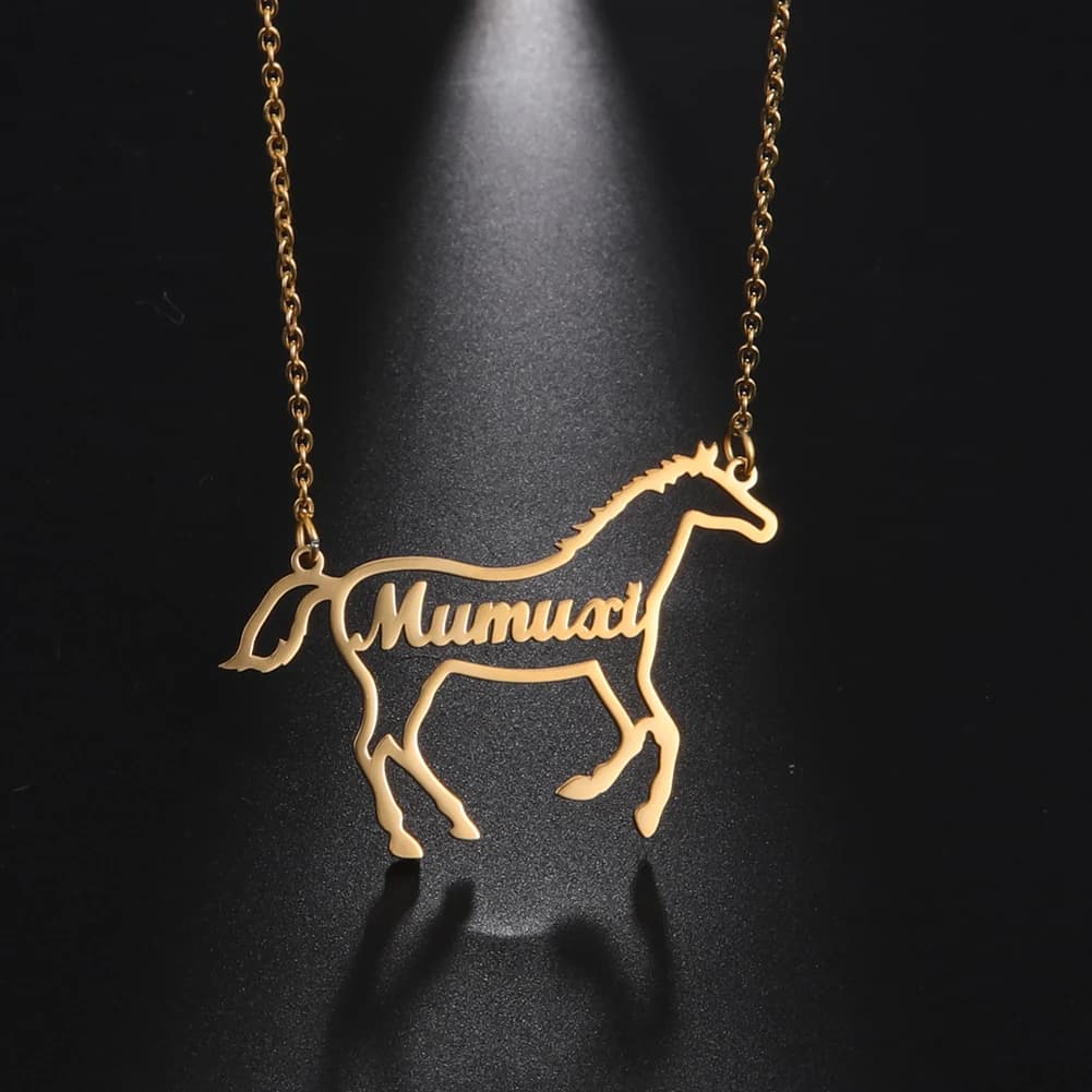 Nome personalizzato collana cavallo per le donne personalizzato in acciaio inox elefante unicorno tartaruga targhetta gioielli regalo per bambini bambini