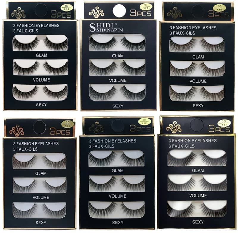 LANJINGLIN 3 paia 29 stili 3D Capelli di visone finto Ciglia finte morbide Soffici ciglia spesse Ciglia fatte a mano Strumenti per il trucco degli occhi X11