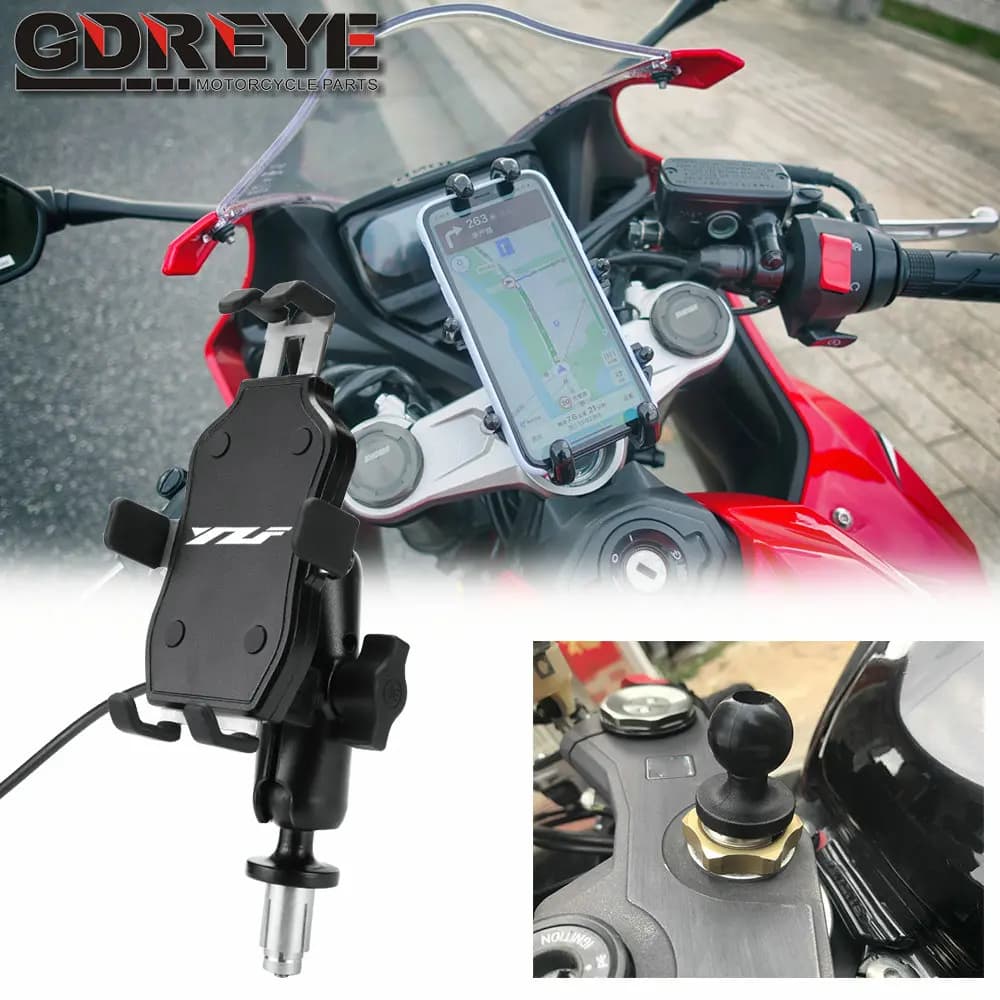 Supporto per telefono caricatore USB per YAMAHA YZFR1 YZFR6 2003-2018 YZFR6S 06-09 staffa di navigazione GPS per moto YZF R1 R6 R6S