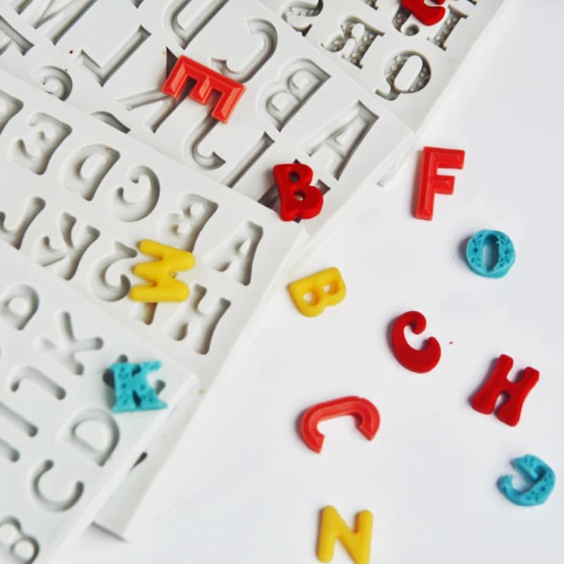 Lettere e numeri Stampo per cioccolato in silicone 3d Gelatina Biscotto Ghiaccio Lecca-lecca Gelatina Zucchero Cottura Torta Pop Stampi Dolciaria Accesso
