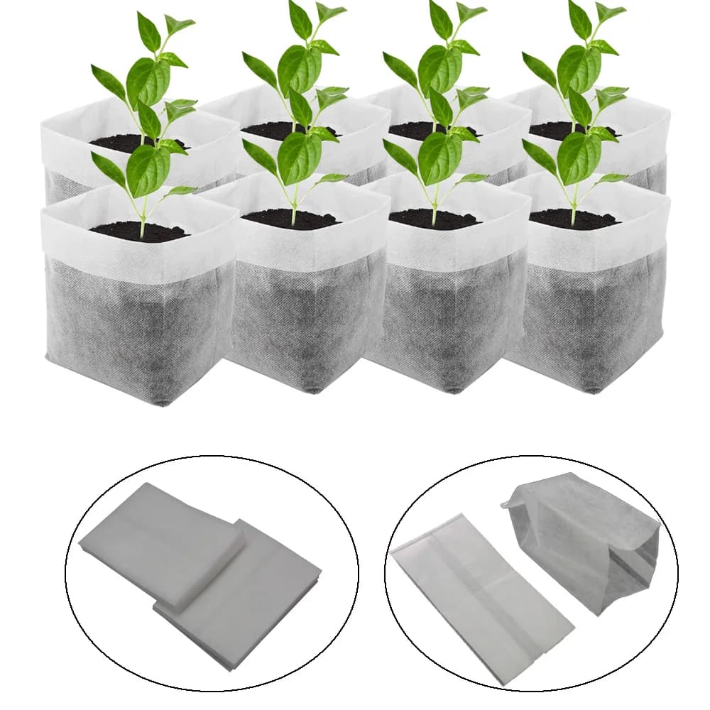 50-100PCS Garden Sowing Bags Nursing Plant Grow Bags Biodegradable Seeds Nursing Bag Fabric Planting Pocket Patio Flower Jar