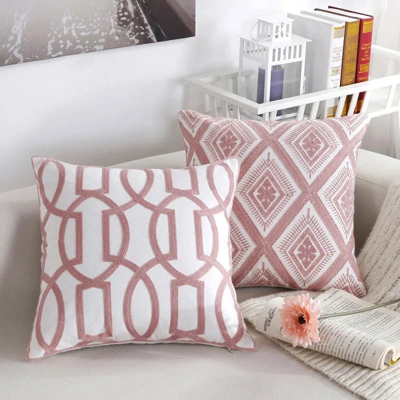 45X45cm rosa ricamo romantico tiro federa Nordic cuscino decorativo Super lusso cotone federa federa fodera