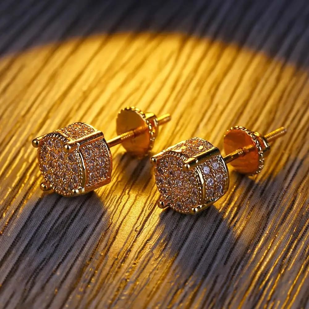 Prong Setting AAA + Cubic Zirconia Bling Iced Out 7mm Orecchini rotondi con perno CZ Orecchini con ciondolo per uomo Donna Hip Hop Rappy Gioielli