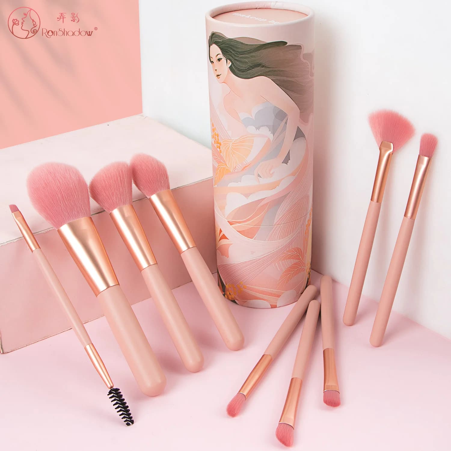Ronshadow 9PCS Pennelli per trucco Set Brochas Maquillaje Pincel De Maquiagem Kit Rangement Maquillage Beauty Packaging Strumenti per il trucco