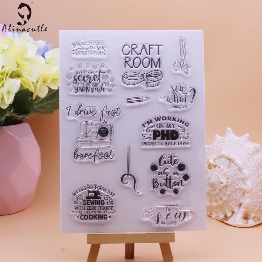 TIMBRI TRASPARENTI Camera artigianale Forbici da cucito Scrapbooking fai da te Album di carte fatte a mano Carta artigianale Timbro in gomma trasparente in silicone
